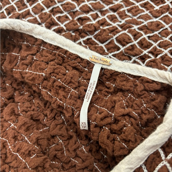 Free People Set the Bar Smocked MIDI Dress. Brown. Size XS - Picture 10 of 12